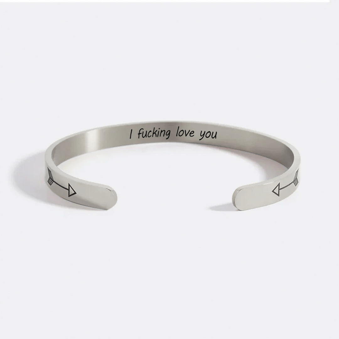 Personalised ‘I F*cking Love You’ Engraved Cuff Bangle – Cheeky Gift For Her