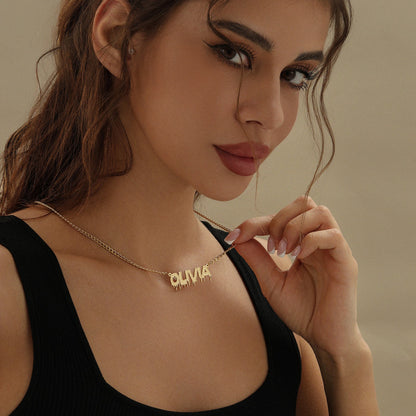Drippy Name Necklace w/ Cuban Chain