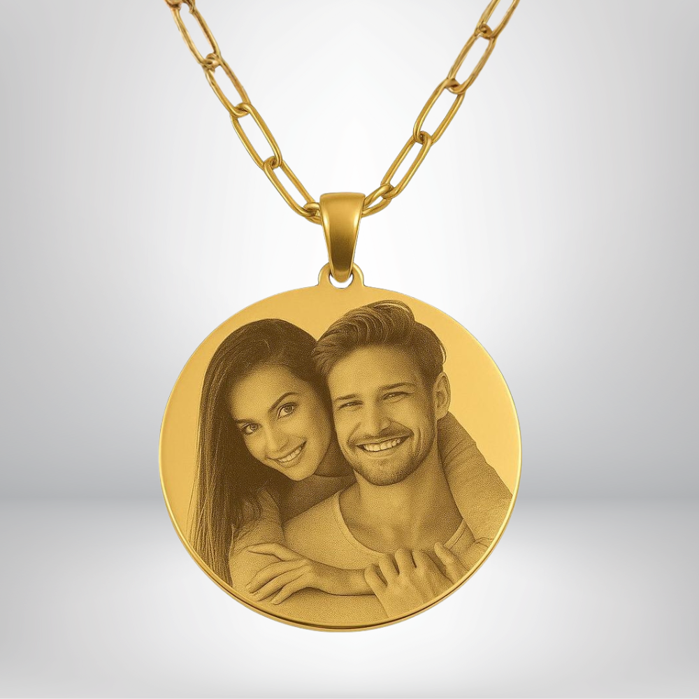 Personalised Photo Necklace | Picture Pendant with Paperclip Chain | Custom Photo Jewellery Gift