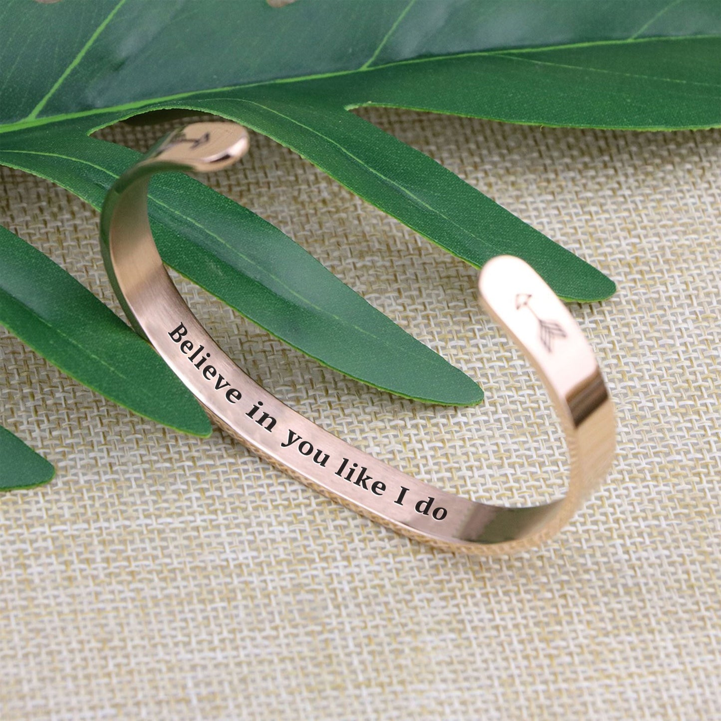 ‘Believe In You Like I Do’ Personalised Engraved Cuff Bangle