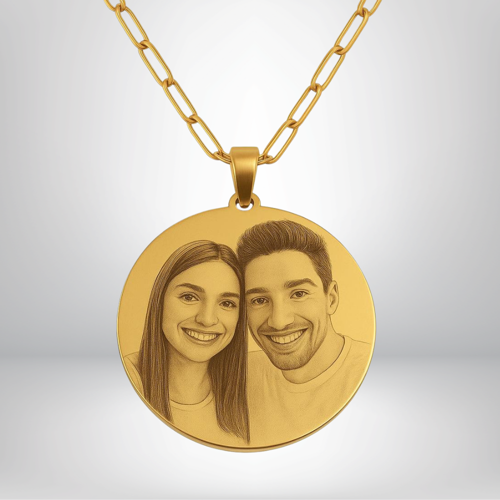 Personalised Photo Necklace | Picture Pendant with Paperclip Chain | Custom Photo Jewellery Gift