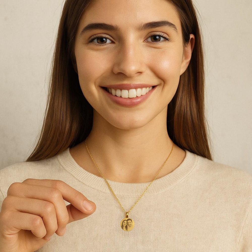 Personalised Photo Necklace | Picture Pendant with Paperclip Chain | Custom Photo Jewellery Gift