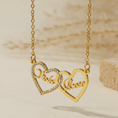 Iced Heart Double Name Necklace