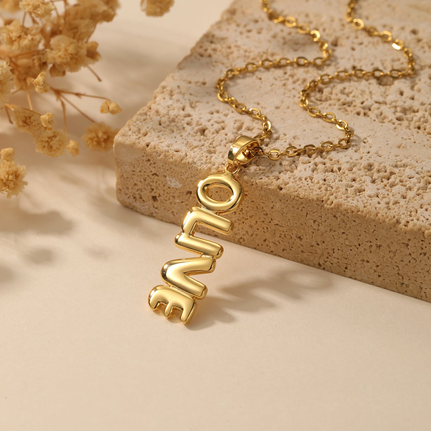 Vertical Bubble Name Necklace