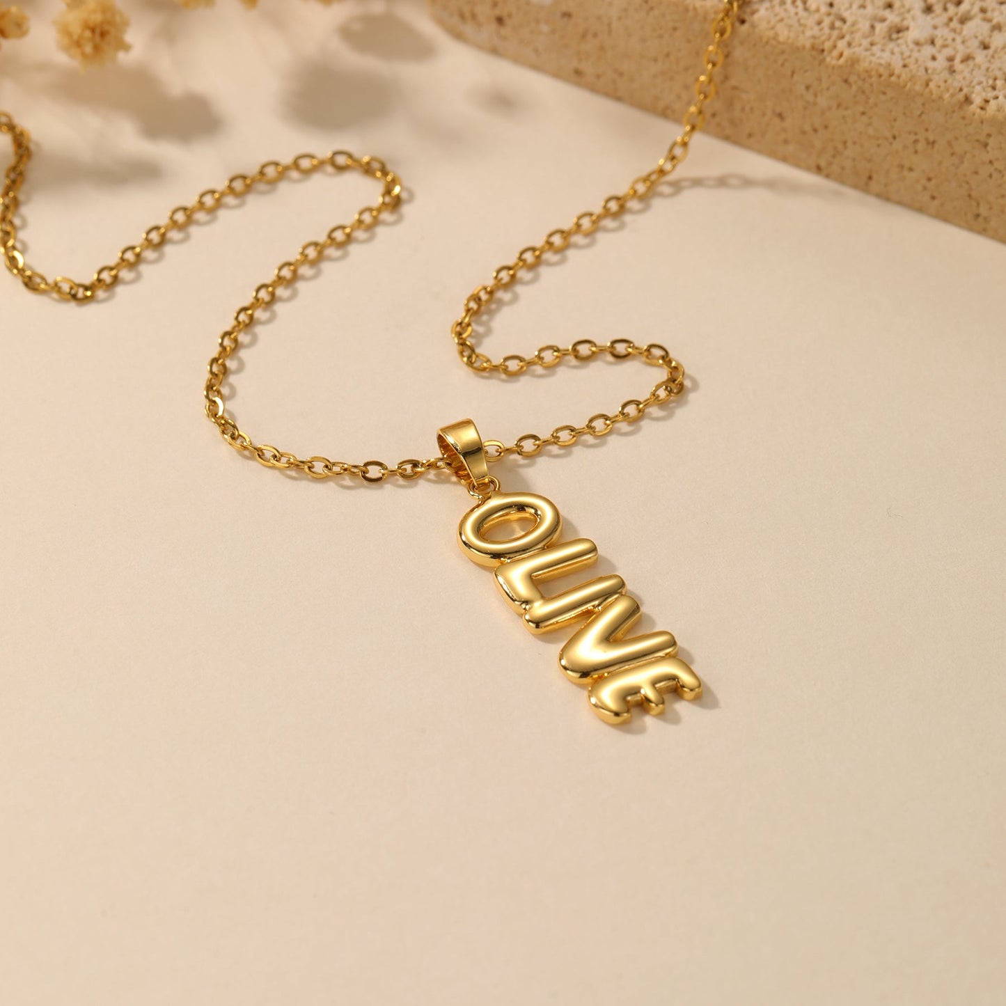 Vertical Bubble Name Necklace