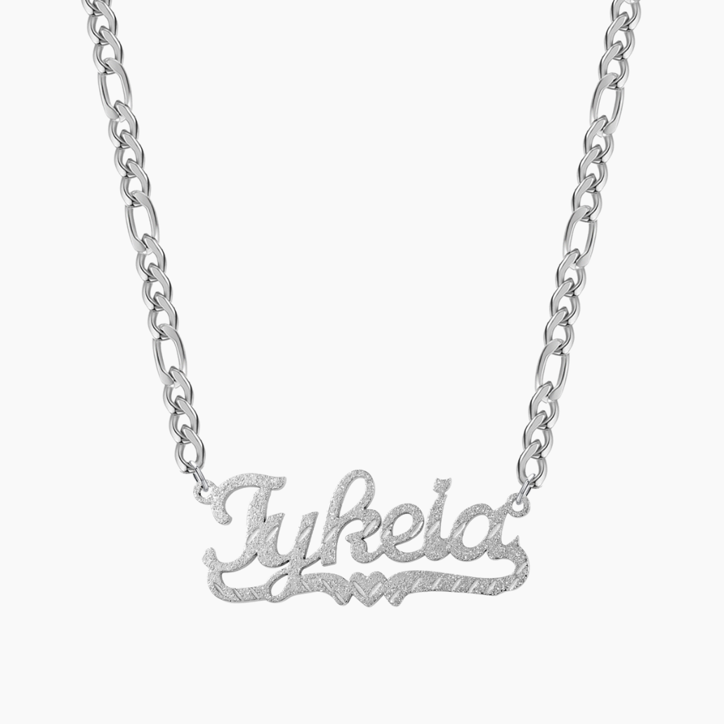 Personalised Diamond Cut Heart Name Necklace