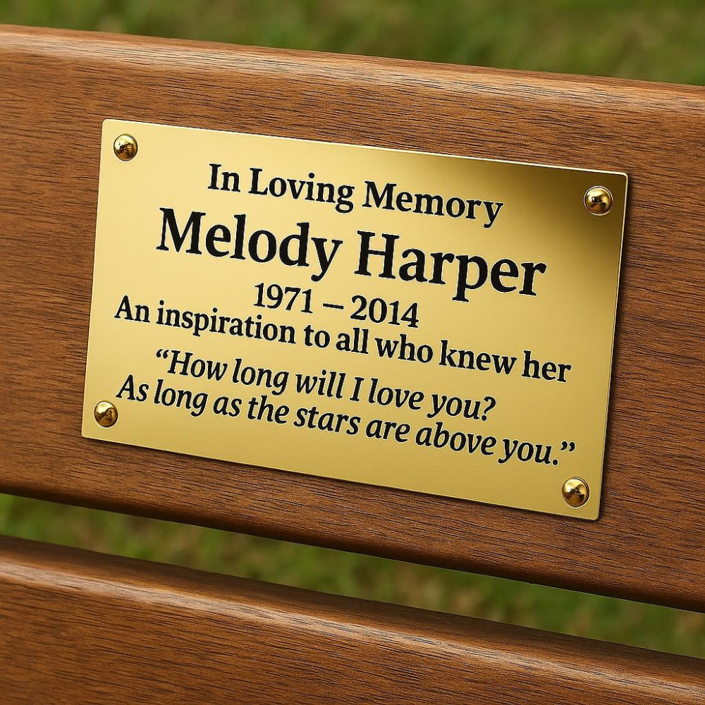 Custom Deep-Engraved Brass Memorial Plaque | Bench & Grave Marker