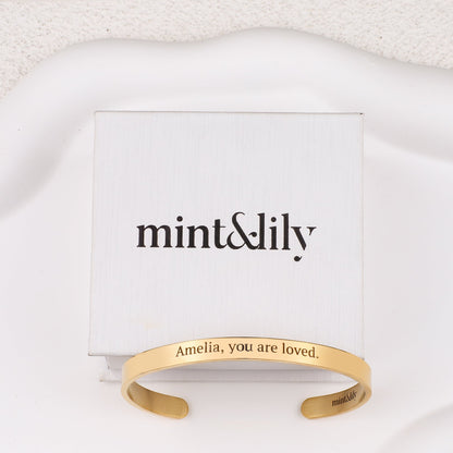 Fully Custom Personalised Engraved Cuff Bangle – Bespoke Message