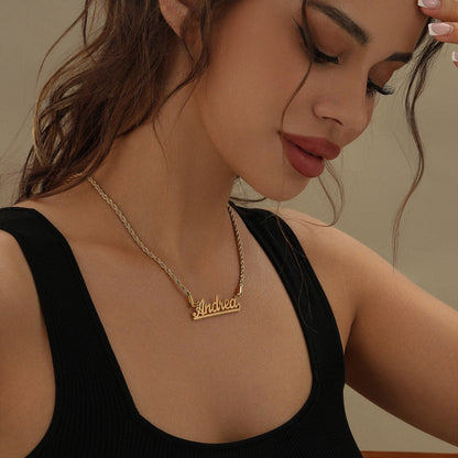Diamond Cut Underline Name Necklace