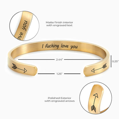 Personalised ‘I F*cking Love You’ Engraved Cuff Bangle – Cheeky Gift For Her