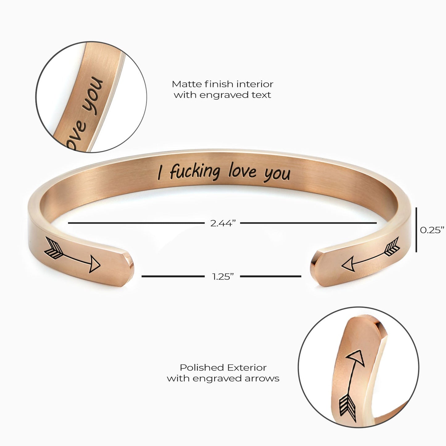 Personalised ‘I F*cking Love You’ Engraved Cuff Bangle – Cheeky Gift For Her