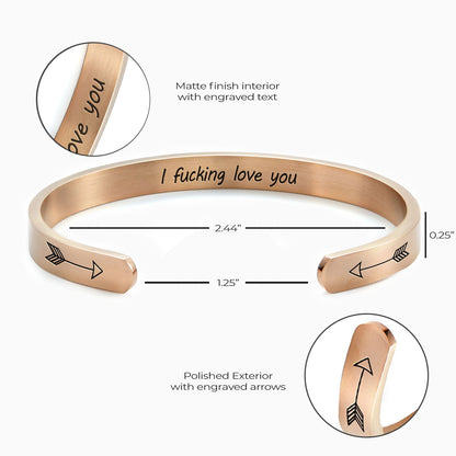 Personalised ‘I F*cking Love You’ Engraved Cuff Bangle – Cheeky Gift For Her