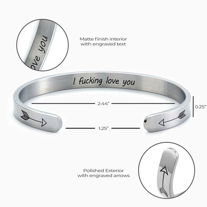 Personalised ‘I F*cking Love You’ Engraved Cuff Bangle – Cheeky Gift For Her