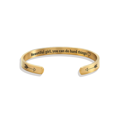 ‘Beautiful Girl You Can Do Hard Things’ Personalised Engraved Bangle