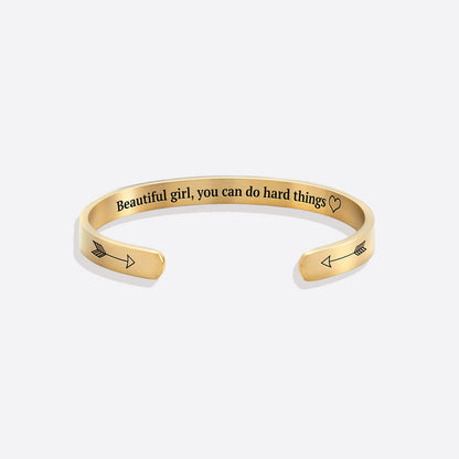 ‘Beautiful Girl You Can Do Hard Things’ Personalised Engraved Bangle