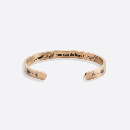 ‘Beautiful Girl You Can Do Hard Things’ Personalised Engraved Bangle