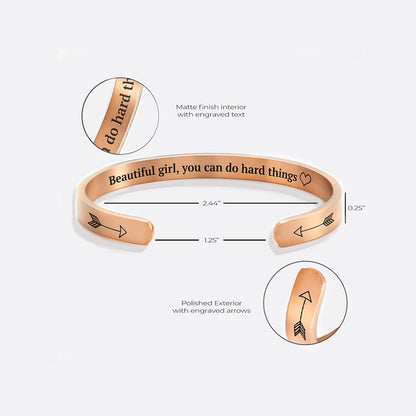 ‘Beautiful Girl You Can Do Hard Things’ Personalised Engraved Bangle