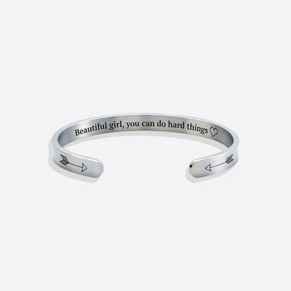 ‘Beautiful Girl You Can Do Hard Things’ Personalised Engraved Bangle