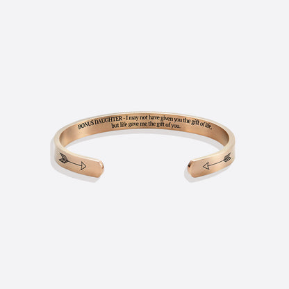 ‘Bonus Daughter’ Personalised Engraved Cuff Bangle – Step Daughter Gift