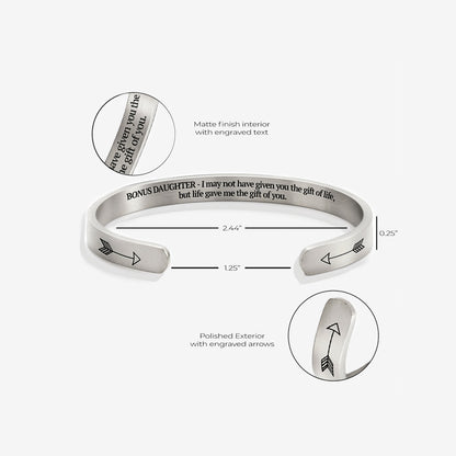 ‘Bonus Daughter’ Personalised Engraved Cuff Bangle – Step Daughter Gift