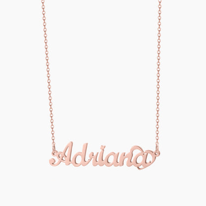 Crescent Heart Name Necklace
