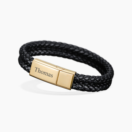 Custom Engraved Mens Leather Bracelet with Adjustable Fit | Personalized Gift for Unique Expressions