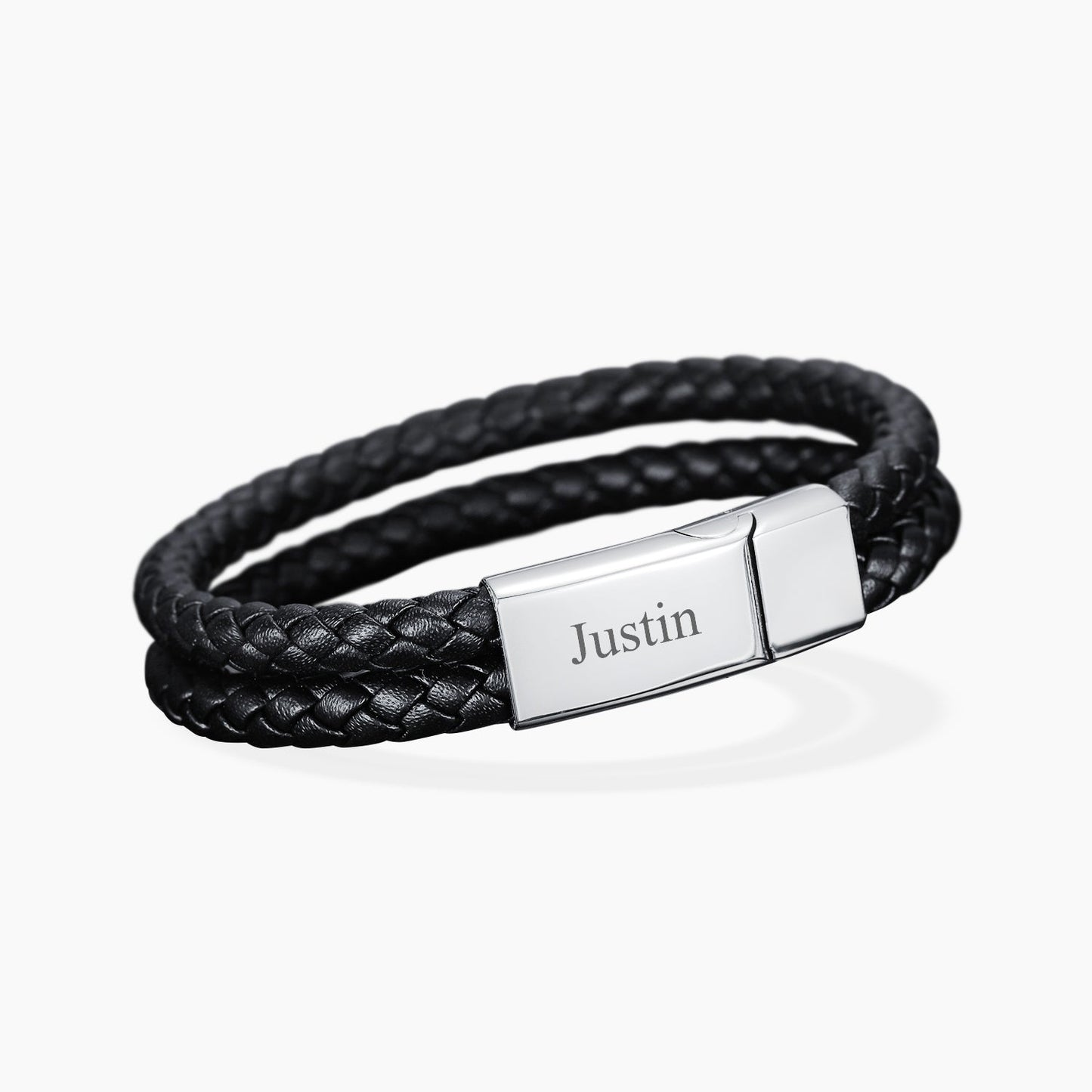 Custom Engraved Mens Leather Bracelet with Adjustable Fit | Personalized Gift for Unique Expressions