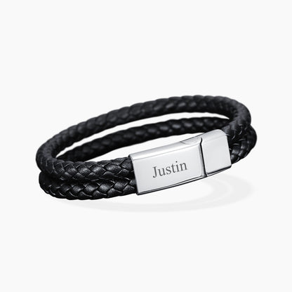 Custom Engraved Mens Leather Bracelet with Adjustable Fit | Personalized Gift for Unique Expressions