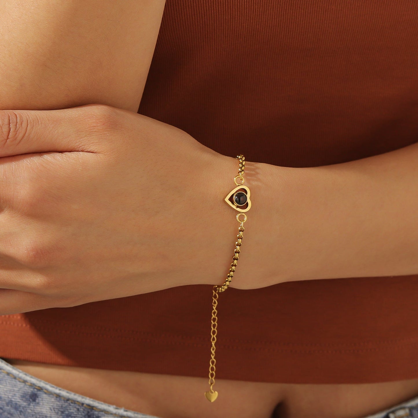 Custom Heart Photo Bracelet with Hidden Picture Reveal | Personalized Keepsake for Cherished Memories