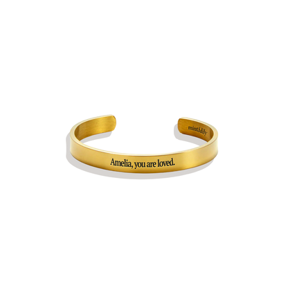 Fully Custom Personalised Engraved Cuff Bangle – Bespoke Message