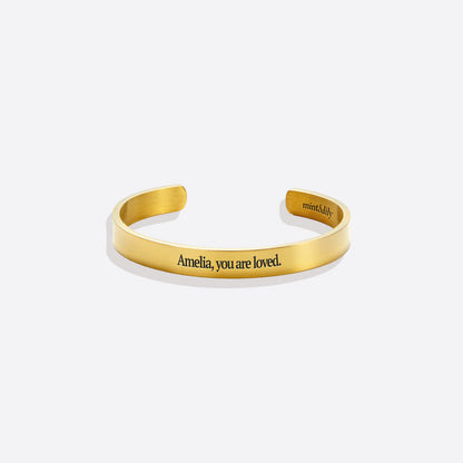 Fully Custom Personalised Engraved Cuff Bangle – Bespoke Message