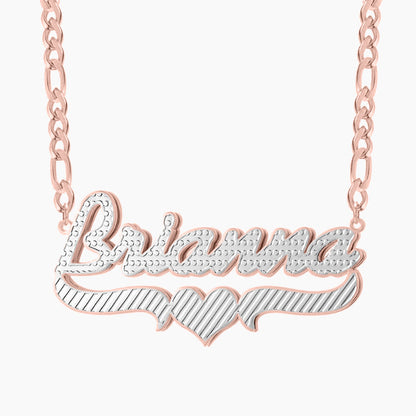 Double Plated Heart Script Name Necklace