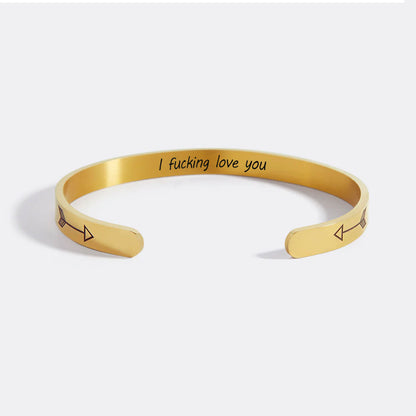 Personalised ‘I F*cking Love You’ Engraved Cuff Bangle – Cheeky Gift For Her