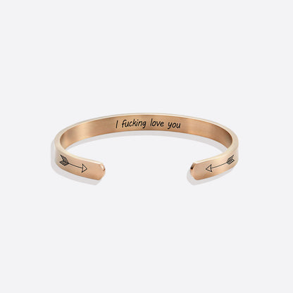 Personalised ‘I F*cking Love You’ Engraved Cuff Bangle – Cheeky Gift For Her