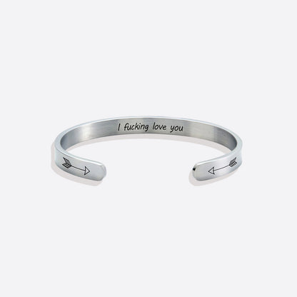 Personalised ‘I F*cking Love You’ Engraved Cuff Bangle – Cheeky Gift For Her