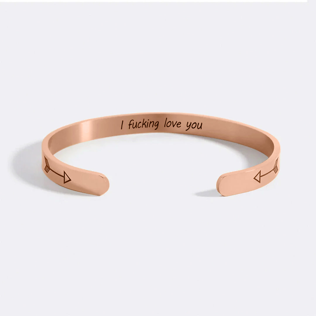 Personalised ‘I F*cking Love You’ Engraved Cuff Bangle – Cheeky Gift For Her