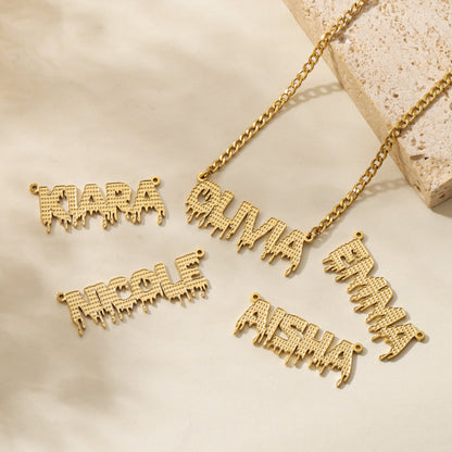 Drippy Name Necklace w/ Cuban Chain
