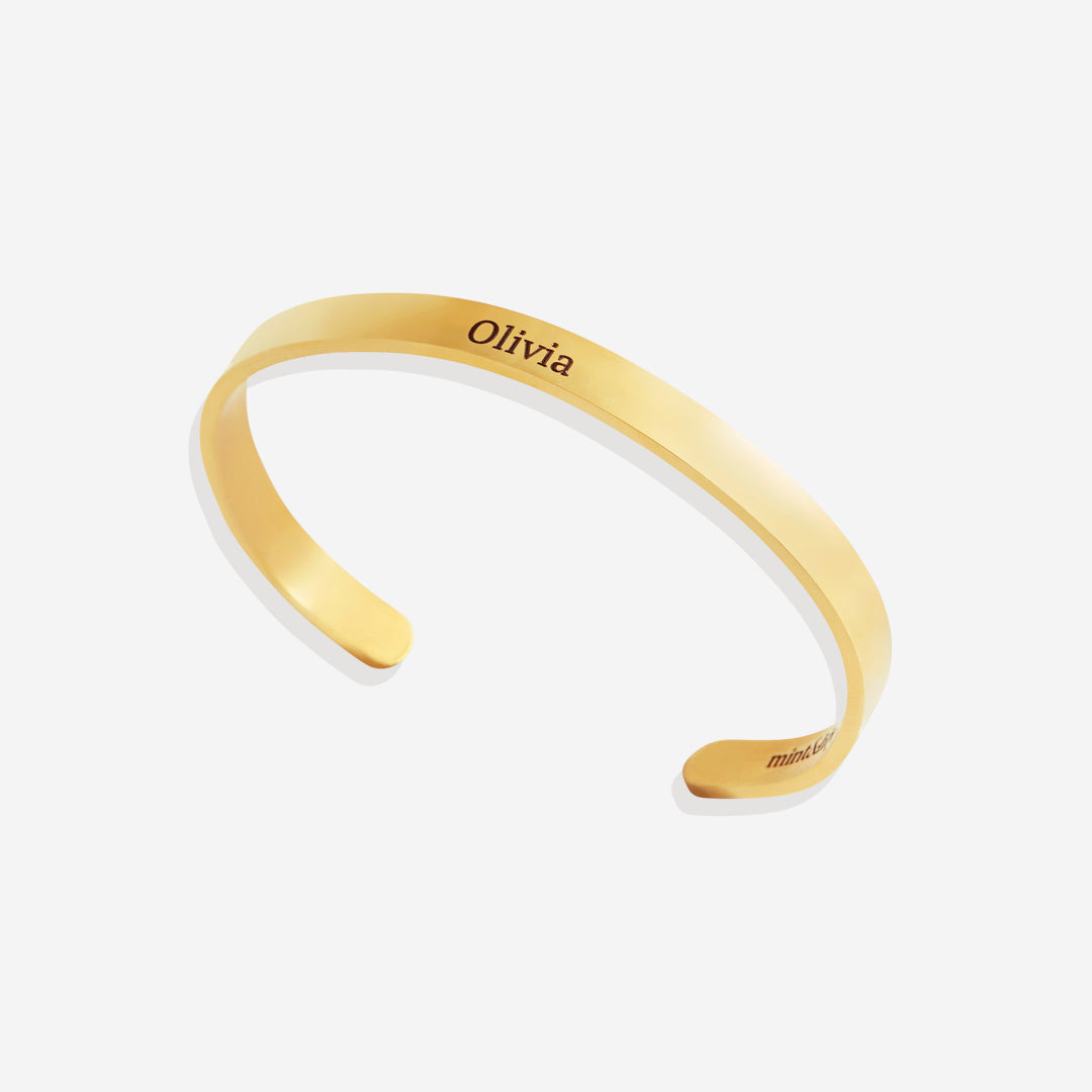 Fully Custom Personalised Engraved Cuff Bangle – Bespoke Message