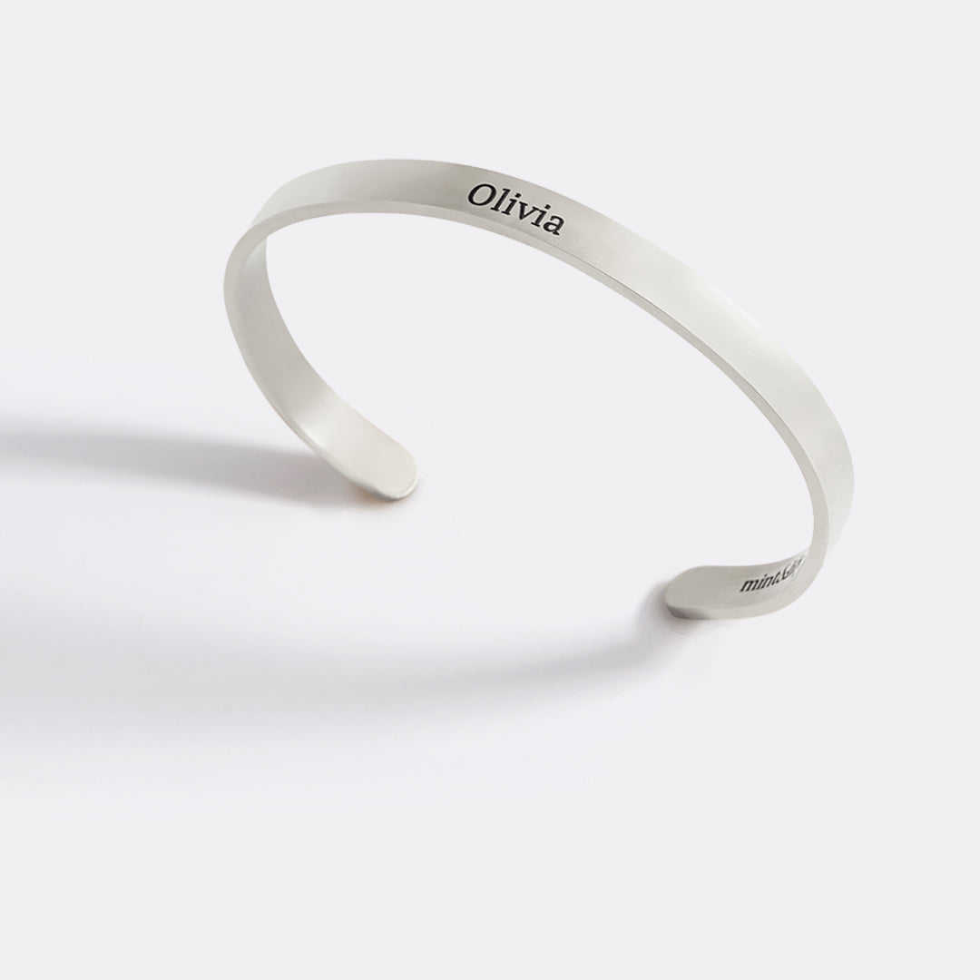 Fully Custom Personalised Engraved Cuff Bangle – Bespoke Message