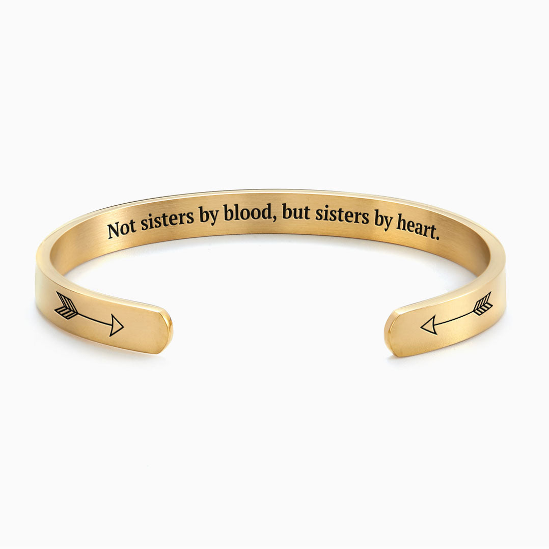 ‘Not Sisters By Blood But Sisters By Heart’ Personalised Engraved Bangle