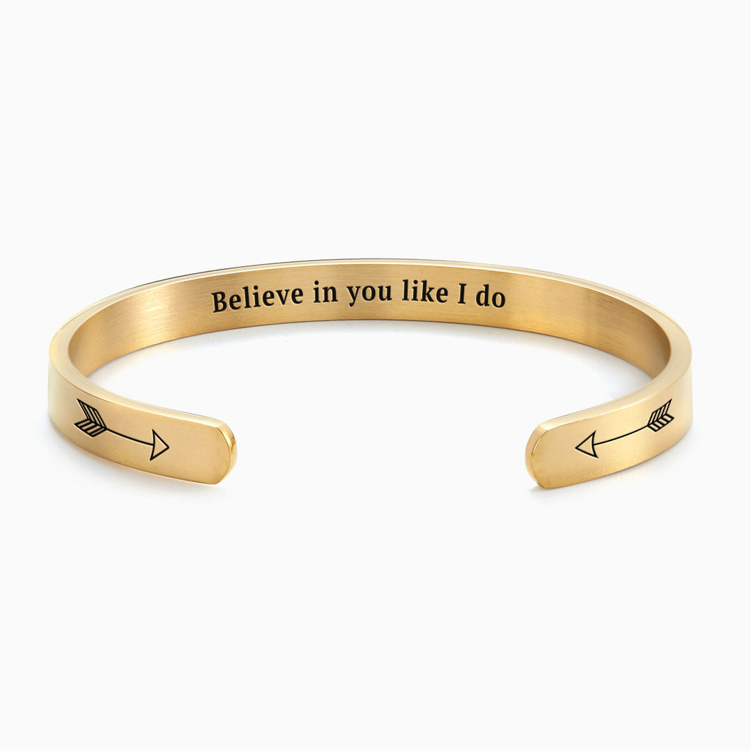 ‘Believe In You Like I Do’ Personalised Engraved Cuff Bangle
