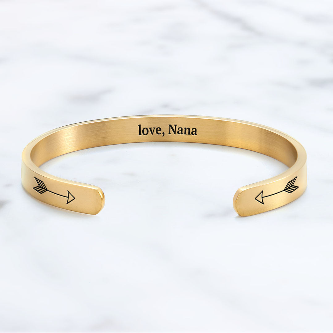 Fully Custom Personalised Engraved Cuff Bangle – Bespoke Message