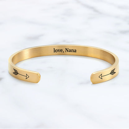 Fully Custom Personalised Engraved Cuff Bangle – Bespoke Message