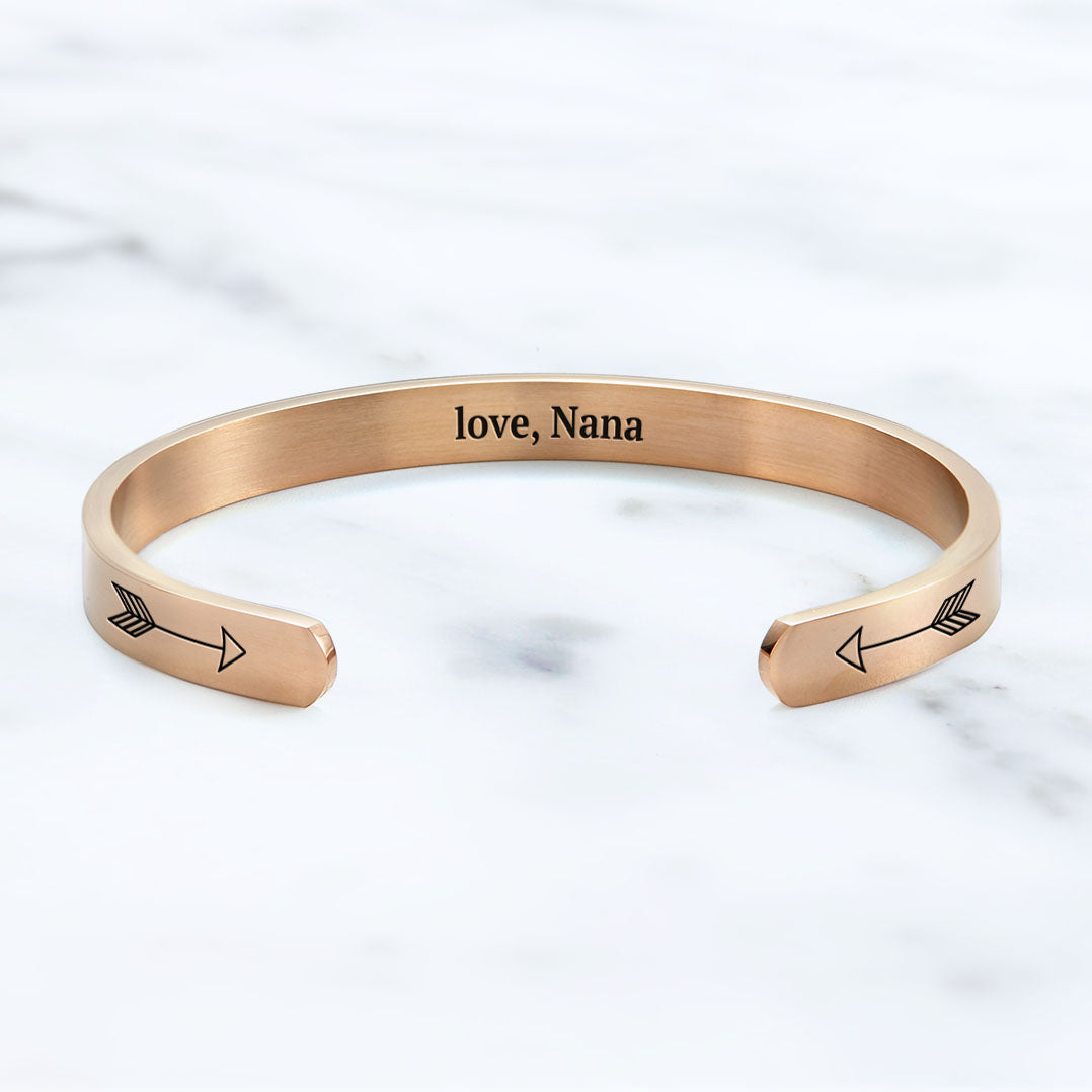 Fully Custom Personalised Engraved Cuff Bangle – Bespoke Message