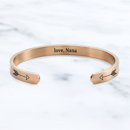 Fully Custom Personalised Engraved Cuff Bangle – Bespoke Message
