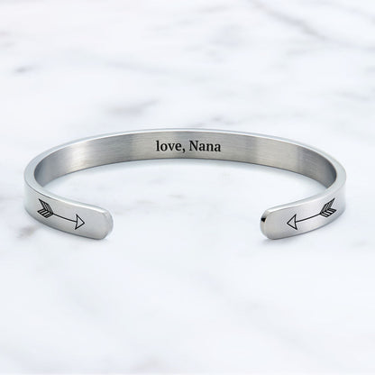 Fully Custom Personalised Engraved Cuff Bangle – Bespoke Message