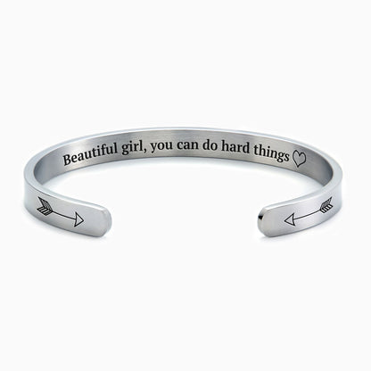 ‘Beautiful Girl You Can Do Hard Things’ Personalised Engraved Bangle