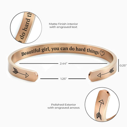 ‘Beautiful Girl You Can Do Hard Things’ Personalised Engraved Bangle