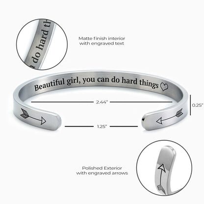 ‘Beautiful Girl You Can Do Hard Things’ Personalised Engraved Bangle