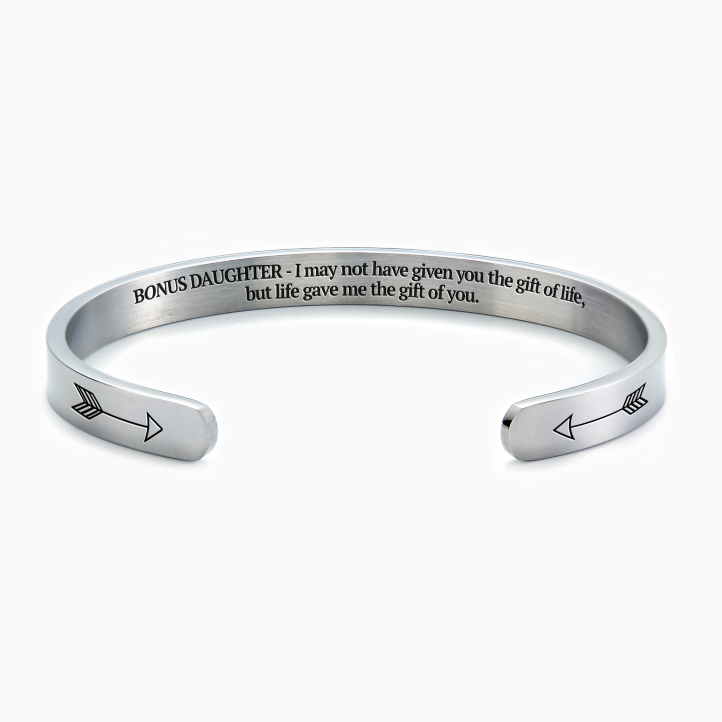 ‘Bonus Daughter’ Personalised Engraved Cuff Bangle – Step Daughter Gift